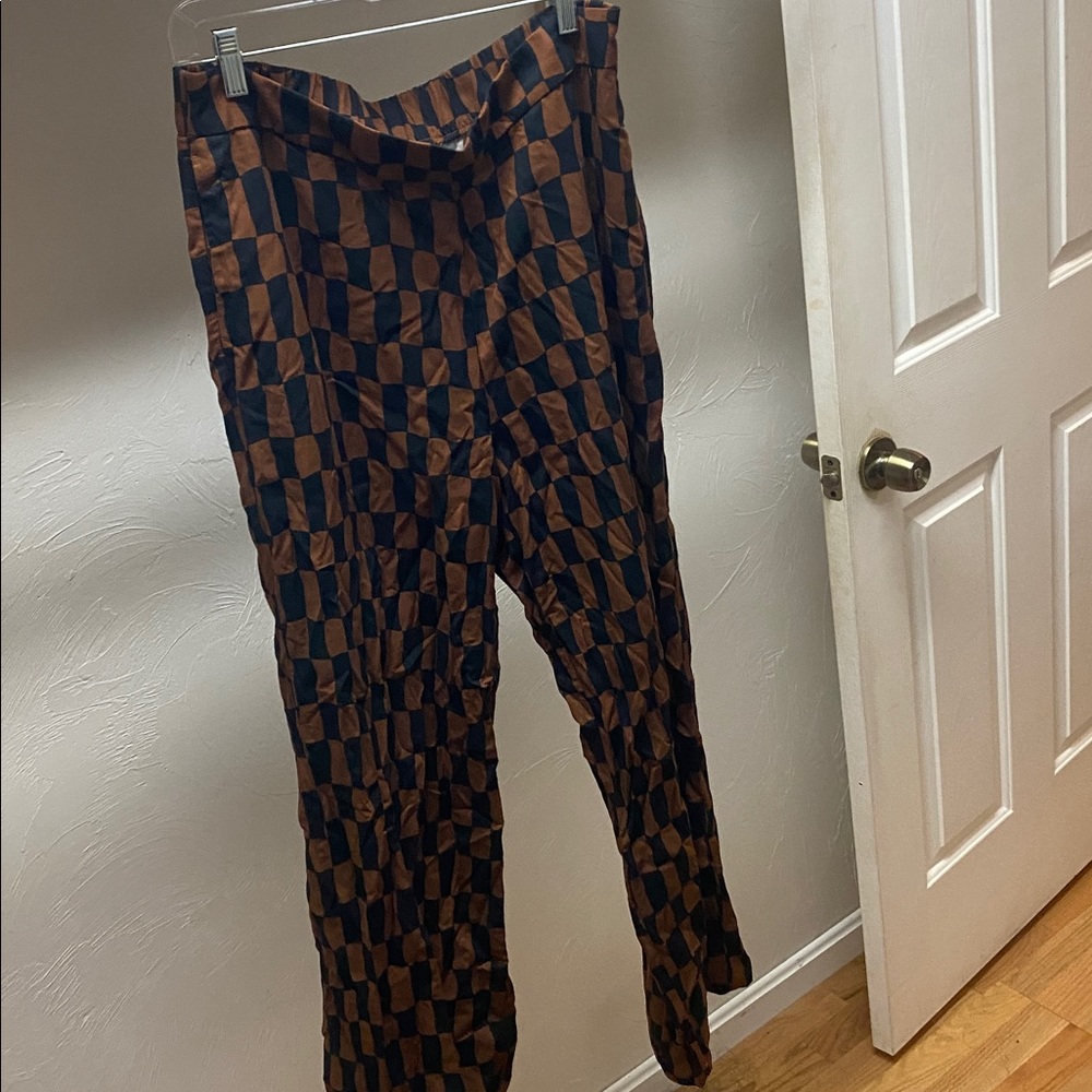 Old Navy Black and Brown Checkered Wide Leg Pants